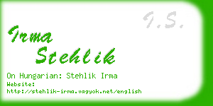 irma stehlik business card